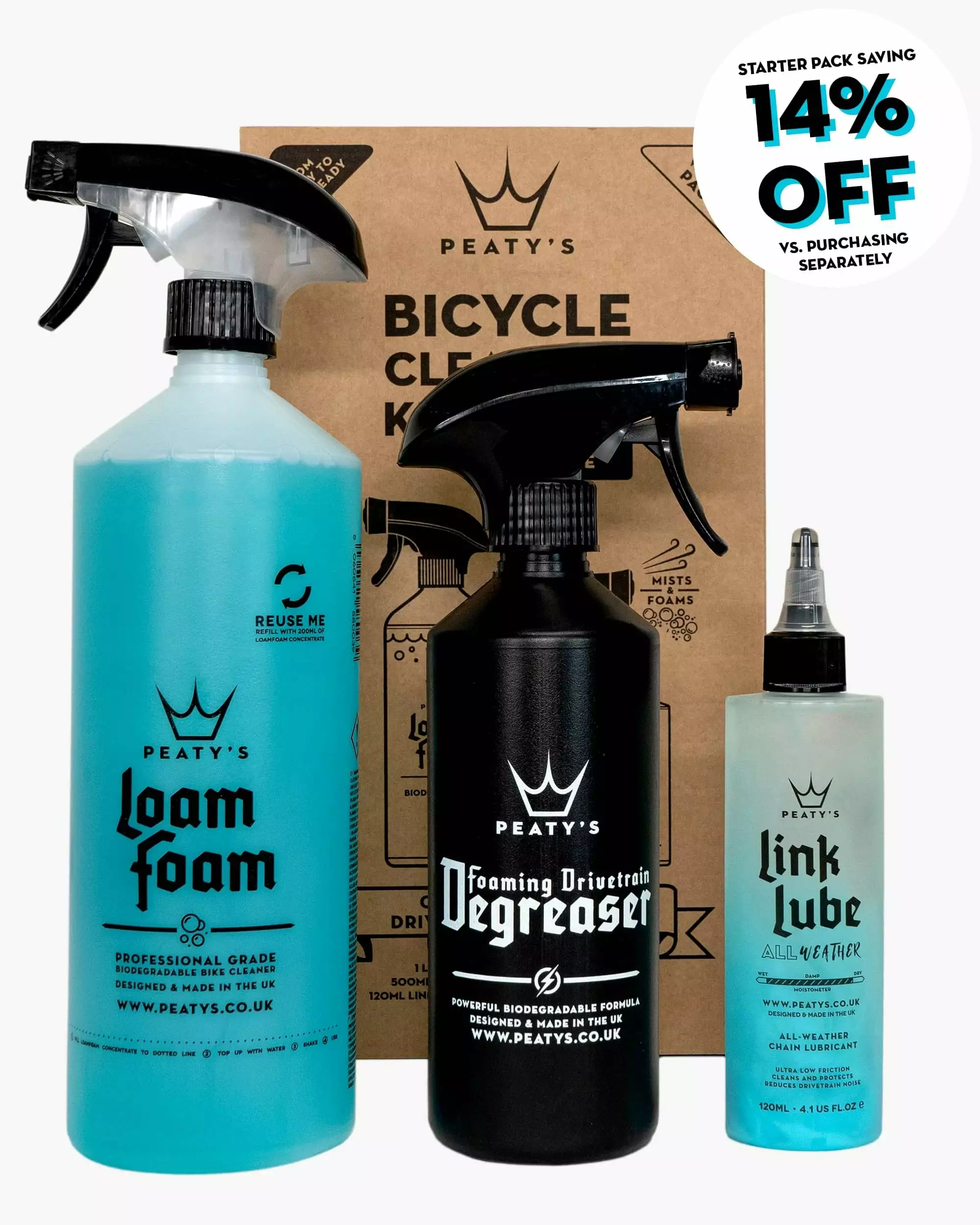 Peaty's Clean Degrease Lube Aloituspaketti 3 Peaty's Clean Degrease Lube Aloituspaketti